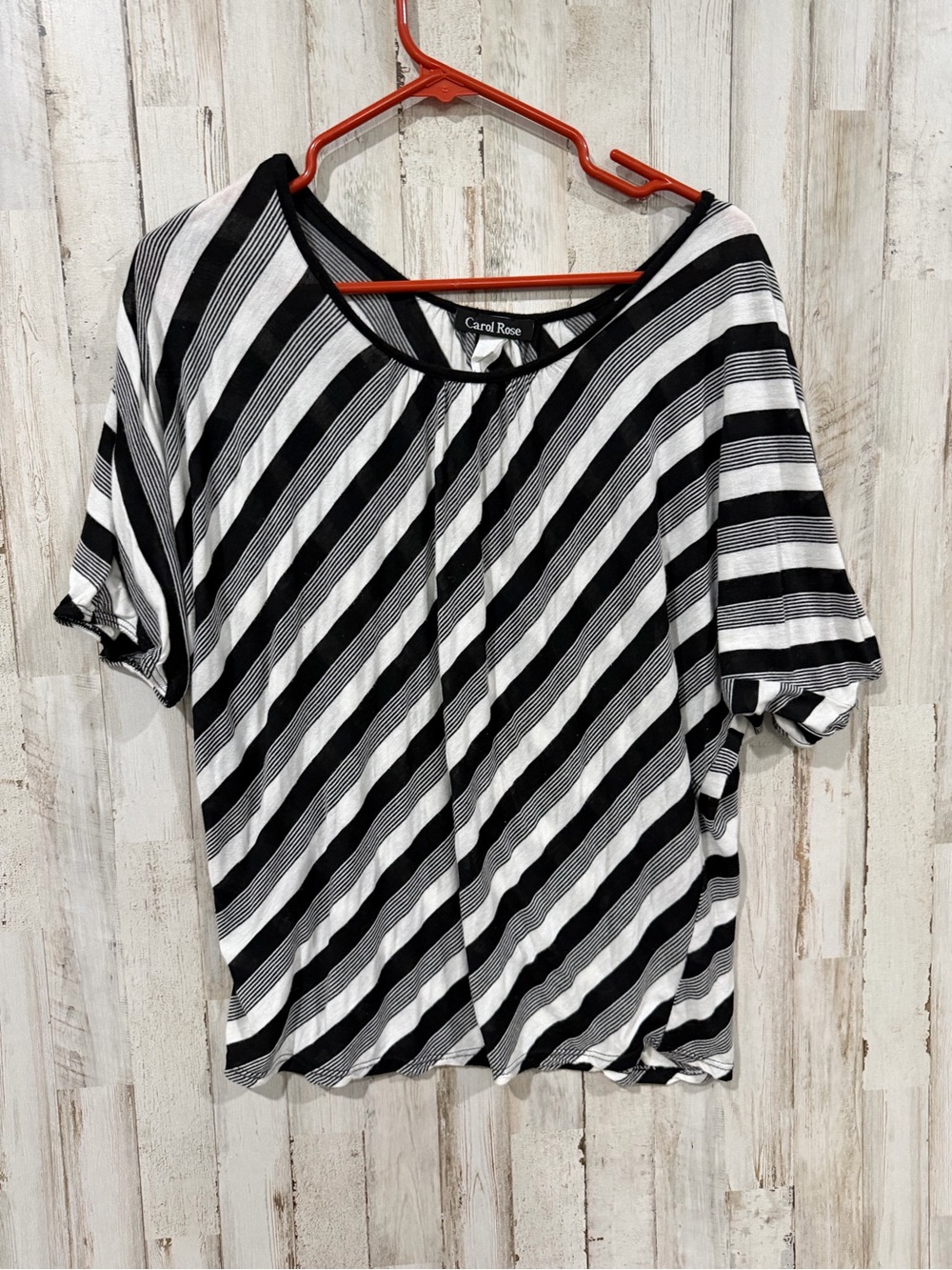 Carol Rose Women’s Black & White Striped Short Sleeve Top